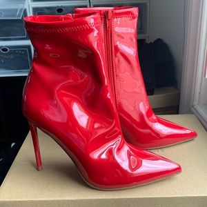 Steve Madden bright red patient leather booties.. hot hot hot!!